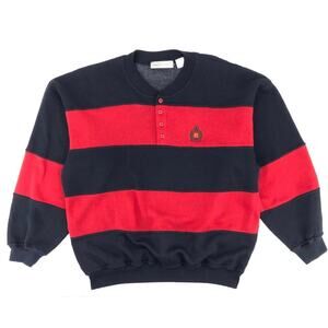 90s Bugle Boy color blocked stripe henley sweatshirt 1990s vintage